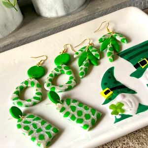 Fun cheetah print green statement earrings